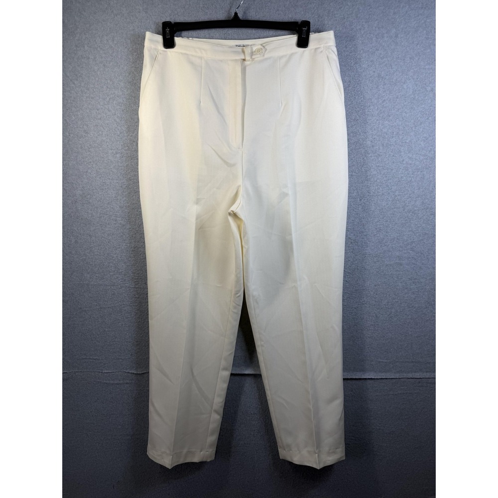 Draper's Pants Womens 18 Long White Pleated Dress Twill Elastic Waist Trousers